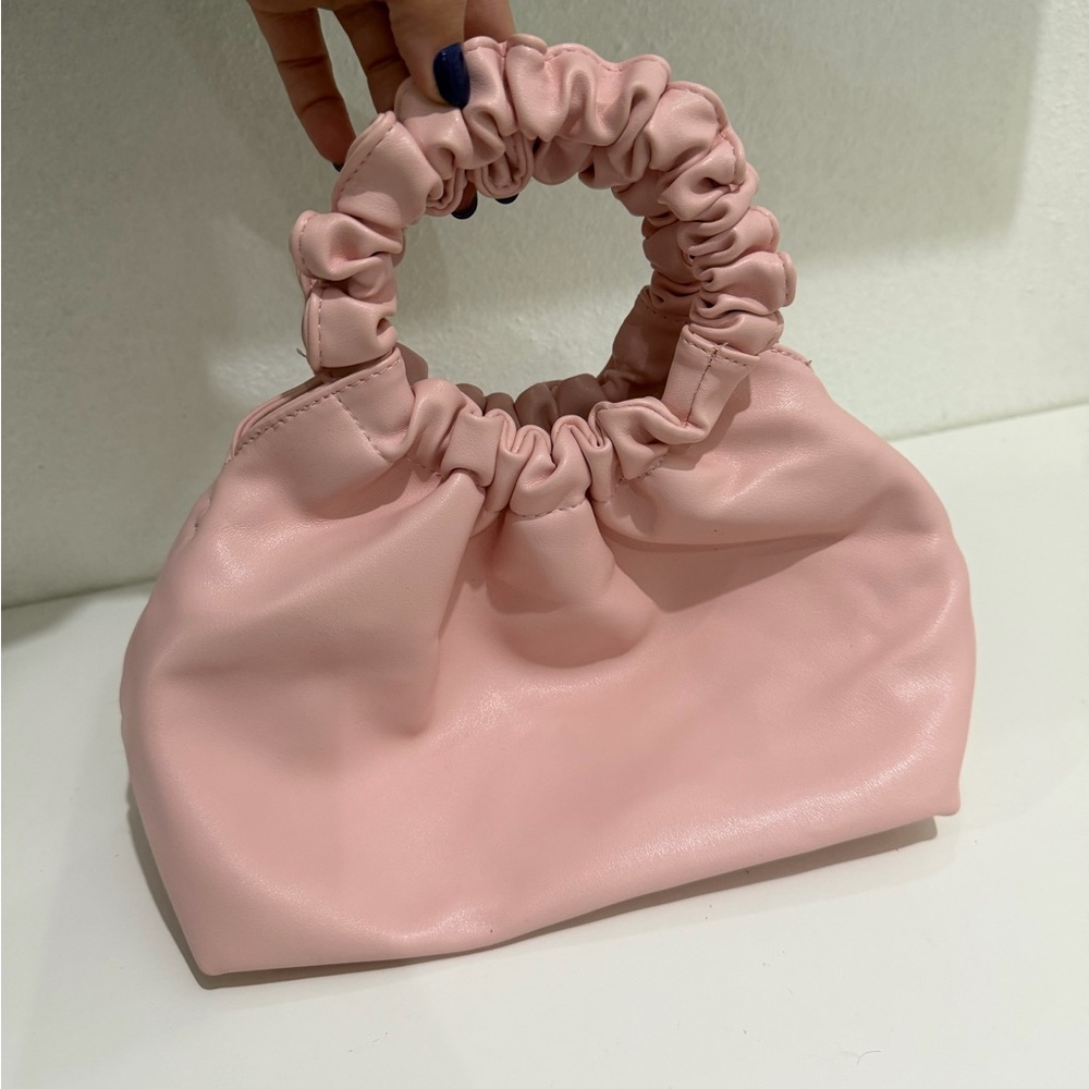 Blush Pink Scrunchie Handle Mini Handbag